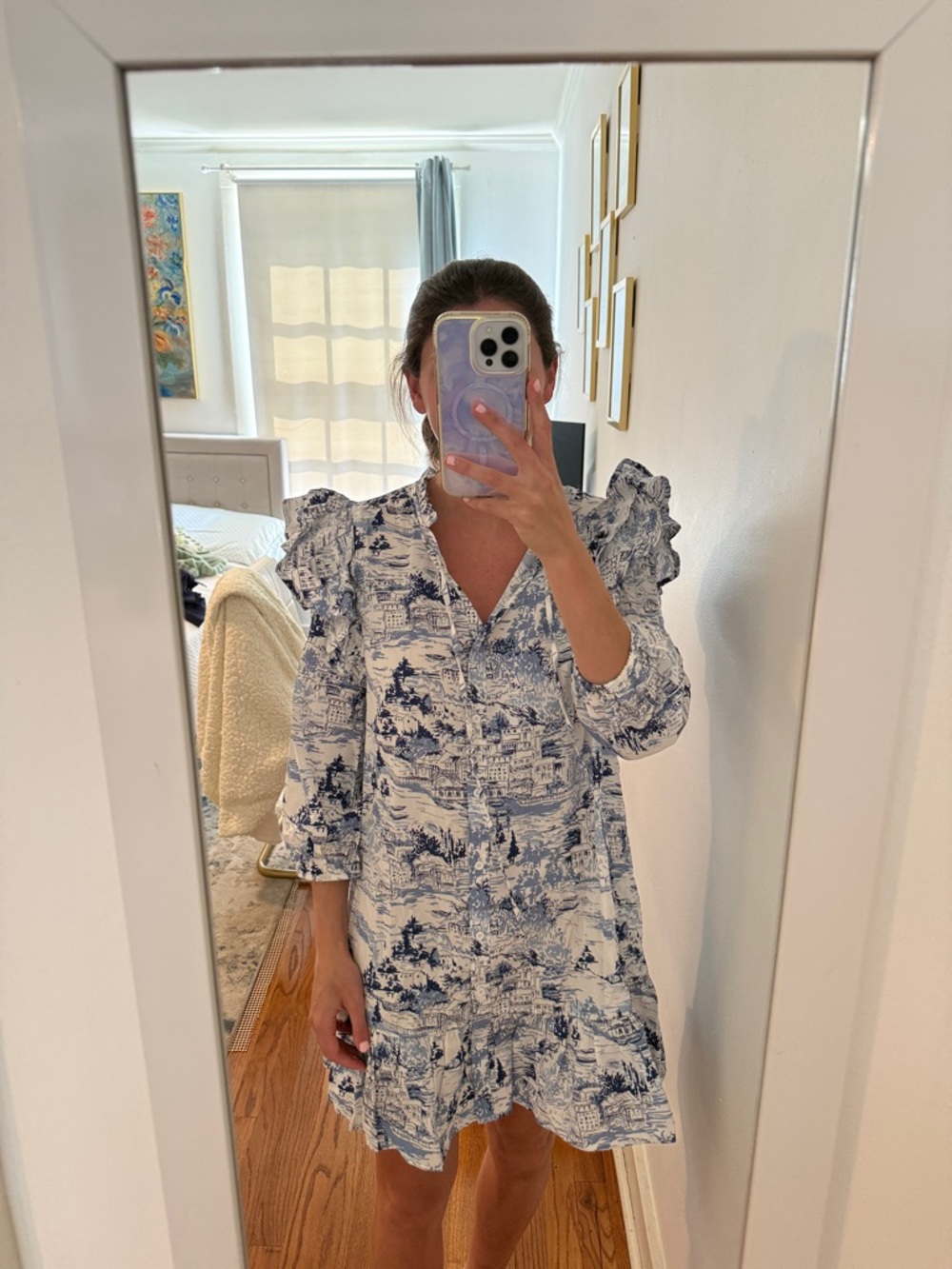Sugarlips Blue and White Toile Print Dress